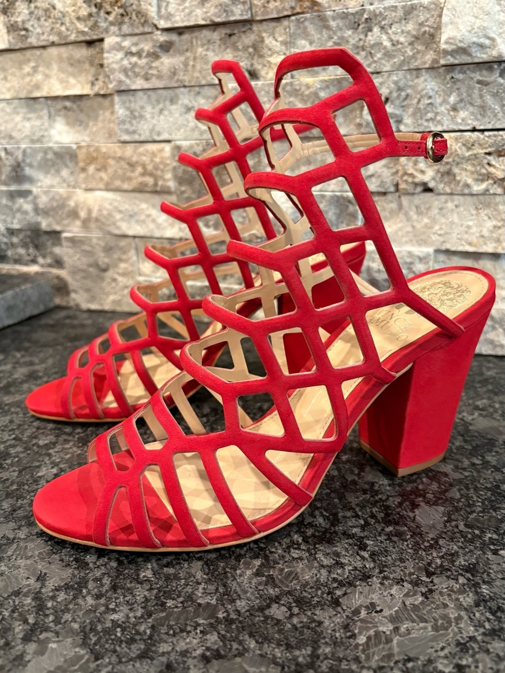 Vince Camuto Naveen Caged Red New Heels Size 7M